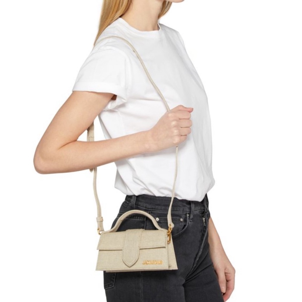JACQUEMUS Le Bambino mini top handle linen canvas crossbody bag shoulder bag - Picture 2 of 6